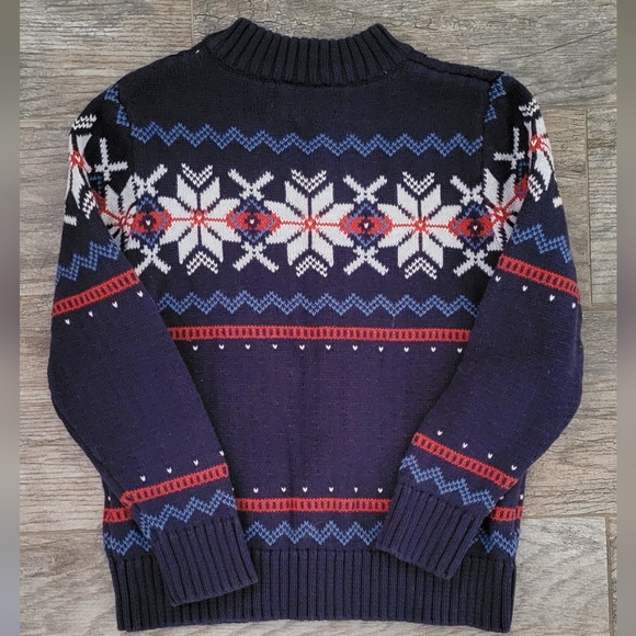 Hanna Andersson Fair Isle Nordic Snowflake 1/4 Zip Cotton Knit Sweater Holiday - Picture 5 of 10